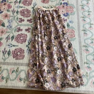 For Love And Lemons Purple Floral A-Line Skirt